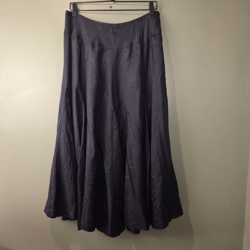 Vintage Karen Kane Women's Pull On Midi Skirt Size L Petite Dark Navy Blue